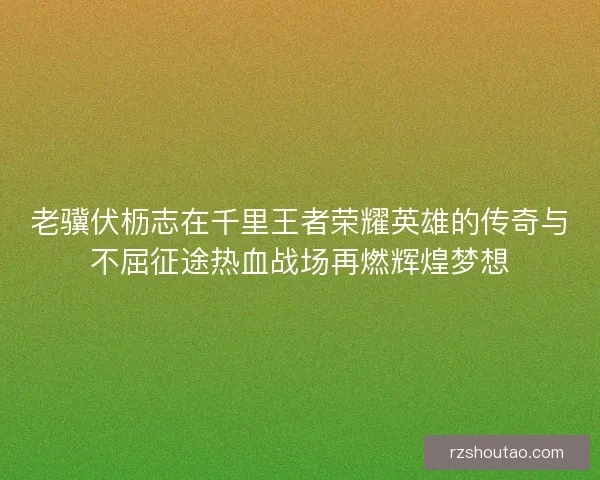 老骥伏枥志在千里王者荣耀英雄的传奇与不屈征途热血战场再燃辉煌梦想
