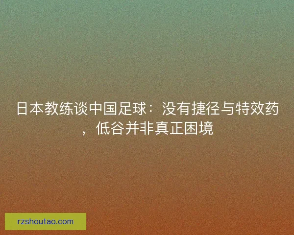 日本教练谈中国足球：没有捷径与特效药，低谷并非真正困境
